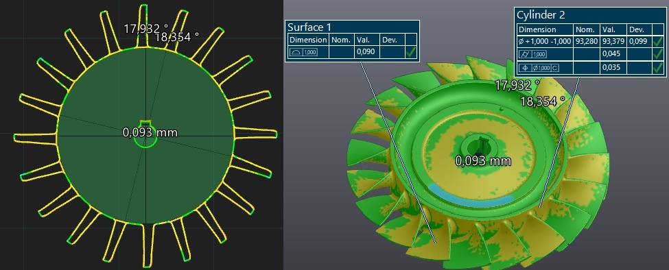 Пример контроля лопаток